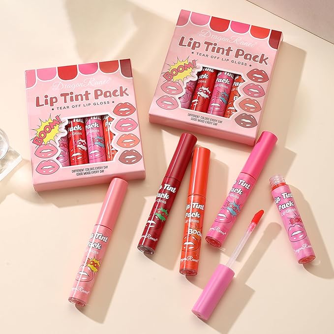 6 Colors Peel off Lip Stain Set, Peel off Lip Liner Tattoo Matte Finish Lip Tinted Lipstick Liquid Lipstick Long-Lasting Bright Colors, Lip Makeup Gift for Women