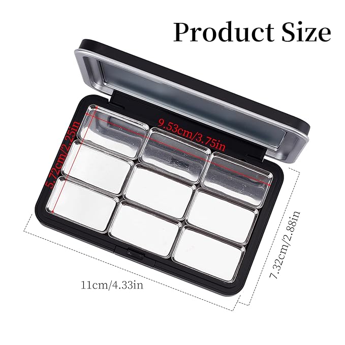 NICENEEDED 2 Pcs Empty Eyeshadow Palette, 9 Grids Blush Pallet Makeup Palette, Eyeshadow Palette Storage Box DIY Travel Makeup Organizer for Powder Blusher