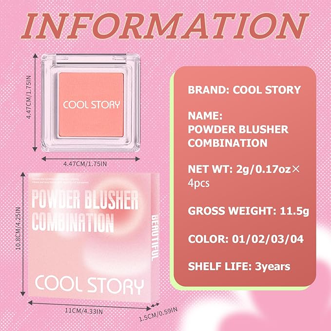2 Color Cream Face Blush for Cheeks Pallete Women Makeup (4 Colors)