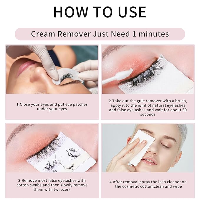 Eyelash Extension Remover Cream Eyelash Adhesive Remover, Low Irritation Cream for Sensitive Skin Professional Eyelash Extensions Dissolves for Salon,10g/0.35Oz (Strawberry)
