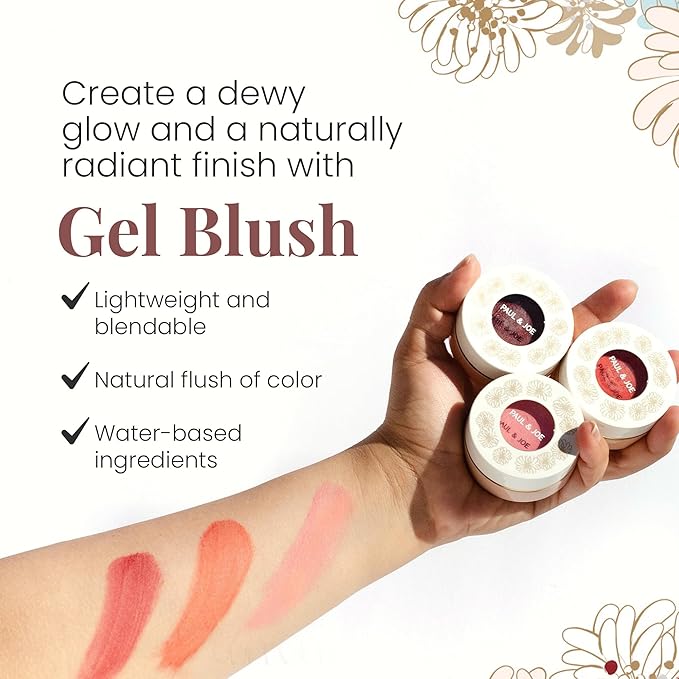 Paul & Joe Gel Blush, Bright and Buildable Makeup, Water-Based Gel Makeup Blush with Hydrating Oils for Dewy, Radiant Finish, Subtle Coral Cheek Tint, 03 Poached Peach, 0.71 oz