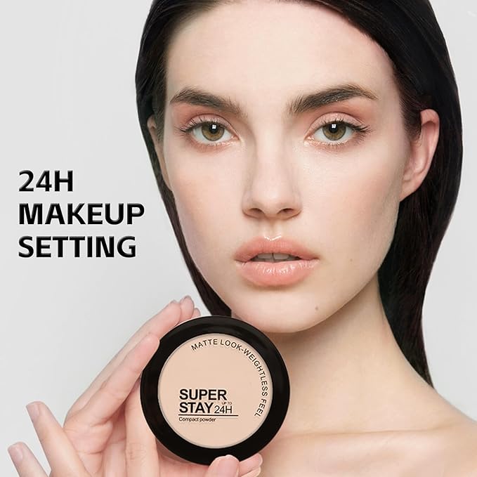 Boobeen Oil Control Face Pressed Setting Powder Compact, 24 Hour Long Lasting Translucent Setting Powder, Lightweight Matte Foundation Makeup for Conceal Pores and Lines With Puff and Mirror
