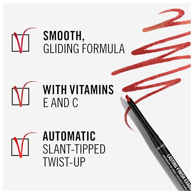 Rimmel Lasting Finish Exaggerate Automatic Lip Liner, 45 Epic Burgandy (Pack of 2)