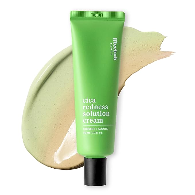 Meebak Cica Redness Solution Cream | Redness Relief for Face | Green Color-Corrector | BB Cream for Sensitive Skin | Green Color Corrector - Fair to Medium Skin