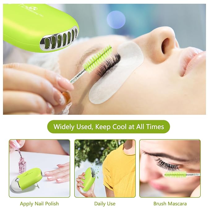 Buqikma Lash Shampoo 60ml - Lash Cleaning Kit Gentle Foam Eyelash Extension Cleanser USB Mini Lash Fan Rinse Bottle Mascara Brush Cleaning Brush Salon Lash Wash at Home Gift for Women Girls (Green)