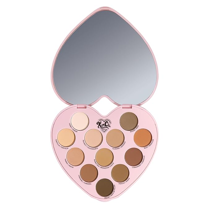 KimChi Chic Spinning Hearts Love Eyeshadow & Pigment Palette - 12 Shades for Soft Glam to Bold Looks, Long Lasting, Blendable, Cruelty Free, Lifetime Partner 0.3oz