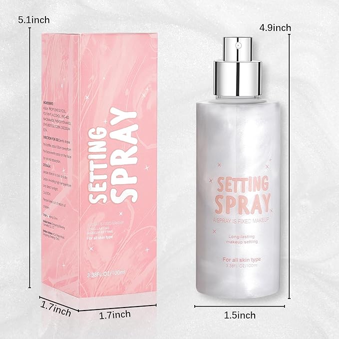 DAGEDA Glitter Setting Spray, Moisturizing + Shimmery + Setting Spray for Face, Fast Drying, Refreshing and Locking Dewy Makeup 3.38 fl. oz / 100 ml (White)
