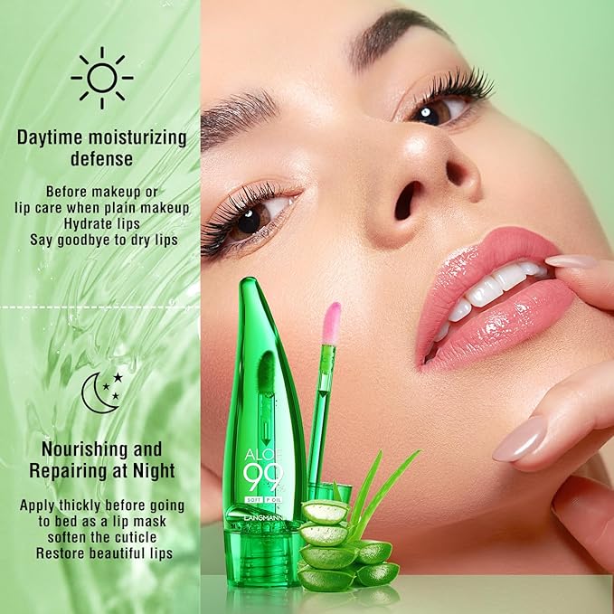 2 Pcs Aloe Vera Color Changing Lipstick Lip Oil Tinted, Pink Magic PH Temperature Color Changing Lip Gloss, Long Lasting Nutritious Lip Care Balm Moisturizer Plumper Makeup