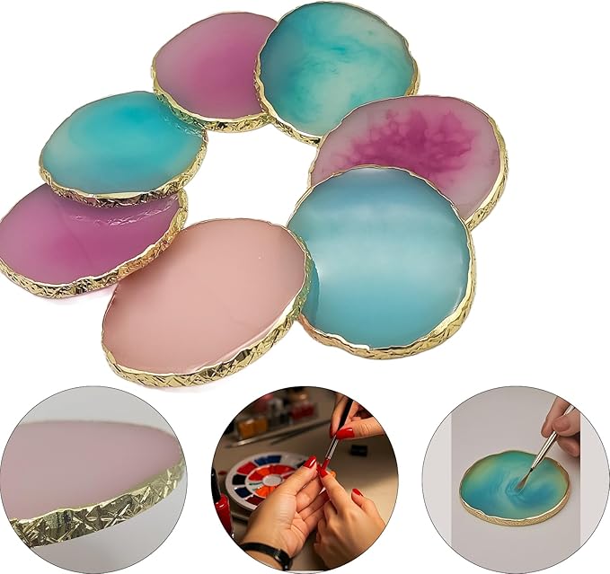 2pcs Resin Nail Art Palette, Gel Nail Polish Mixing Palettes Makeup Color Pallet Nail Display Board for Makeup Nail Art (Purple, M 2pcs)