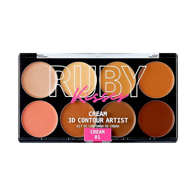 Ruby Kisses 3D Face Creator Cream Foundation & Concealer, 12 Hours Long Lasting, Medium to Full Coverage, Non-Greasy, Ideal for Makeup & Contour Palette (Light Medium)