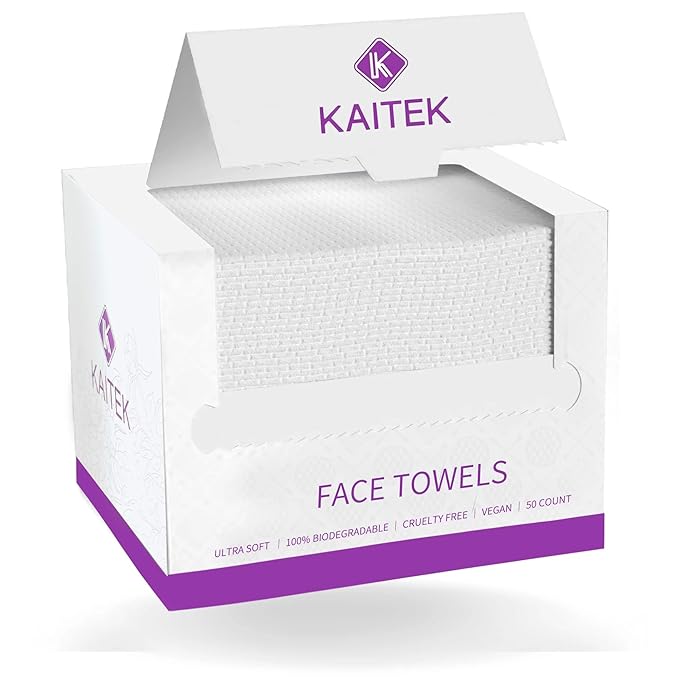 Towels XL, 100% Biobased Face Towel, Disposable Face Towelette, Makeup Remover Dry Wipes, Ultra Soft, 50 Ct, 1 Pack