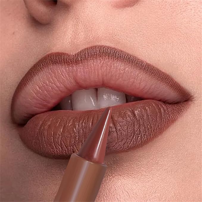 6 Colors 2 in 1 Gradient Lip Liner and Lipstick Lip Combo Set, Matte Nude Dark Brown Coffee Lip Liner Creamy Lip Pencil Crayon, High Pigmented Long lasting Lipstick Makeup Gifts for Women