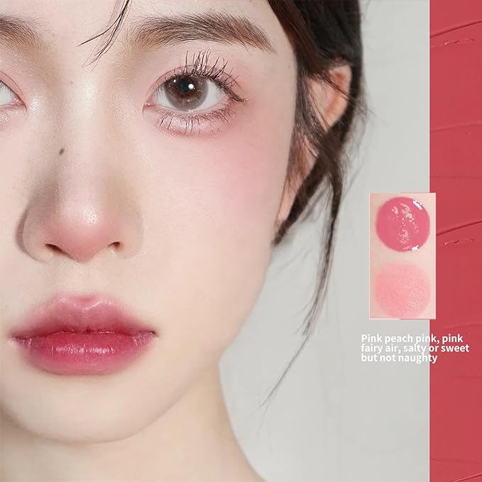 BLUE LOVE Cushion Liquid Blush - Silky Cream Formula for Cheeks, Natural Glow Makeup with Sheer Finish, for Contouring and Highlighting (02# Peach Pink)