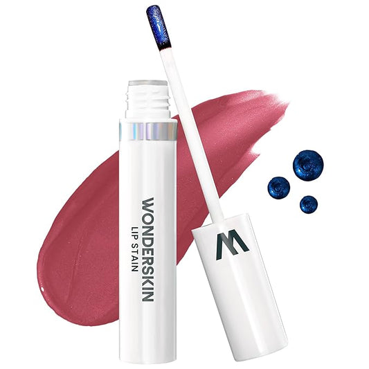 Wonderskin Lip Stain Peel Off Masque (Charming), with Lip Scrub and Clear Lip Gloss