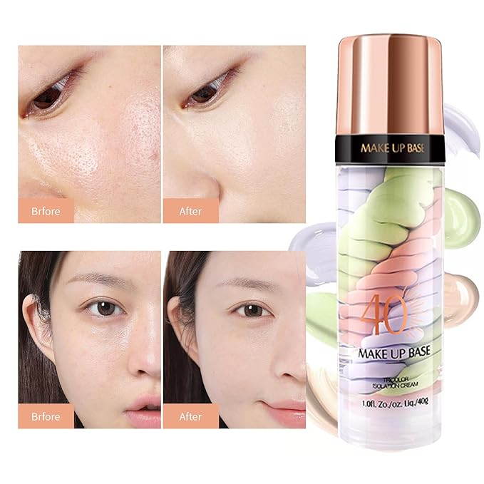 TBTFW 3 In 1 Primer for Face Before Makeup, One Step Color Corrector, Oil Control Waterproof & Sweat-Proof, Suitable for All Skin Types
