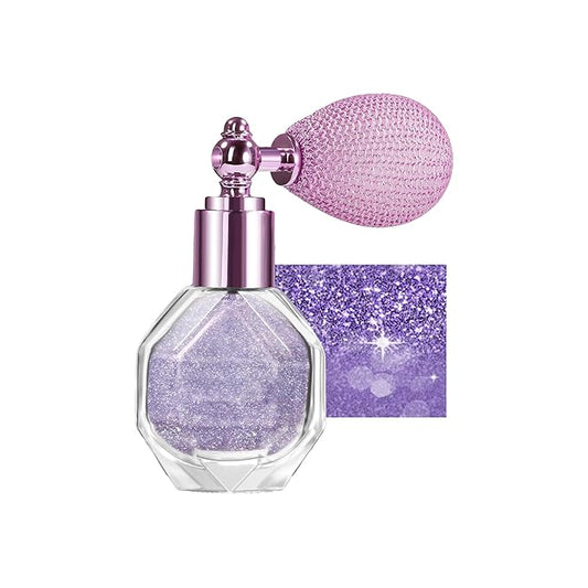 Shimmering Highlighter Powder Spray, Sparkle Powder High Gloss Spray for Face Body & Hair, Long-lasting Glitter Waterproof Face Highlighter Spray for Women Party or Daily Wear, #02