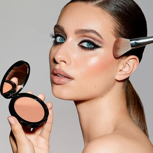 Luxury Blush - Easily Blendable Texture - Enhances Your Makeup Finish - Soft Focus Effect Visibly Reduces Fine Lines - Highlights Cheekbone and Sculpts Face - 350 Coral Haze - 0.17 oz