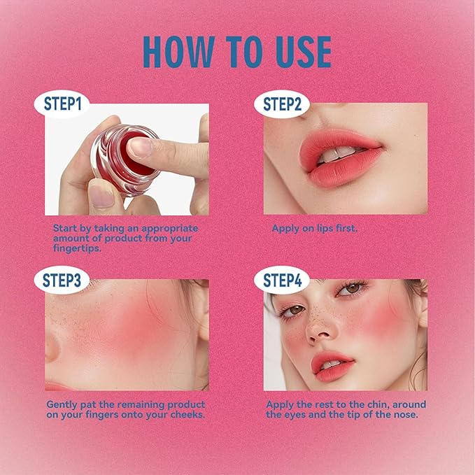 Lip and Cheek Blurring Pudding Pot, Blurry Pudding Pot, Buildable and Lightweight, Multi-Purpose Blurring and Mousselike Pudding Pots for Lips and Cheek(Meet)