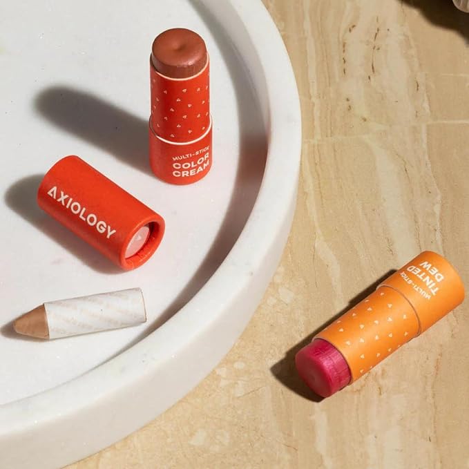 Axiology Multi Stick Color Cream For Eyes, Lips, Cheeks Flirtatious & Creamy Glide Hydrating Blush Face Sticks Contour & Highlight All Day Wear Vegan Makeup with Oils, Butter (Devotion)