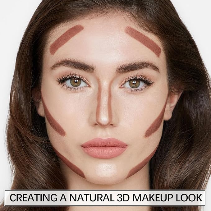 Dual-Ended Contour Stick, Matte Face Shaping & Highlighter Stick, Waterproof Bronzer Pen, Non-greasy, Create a Lightweight Finishing Makeup