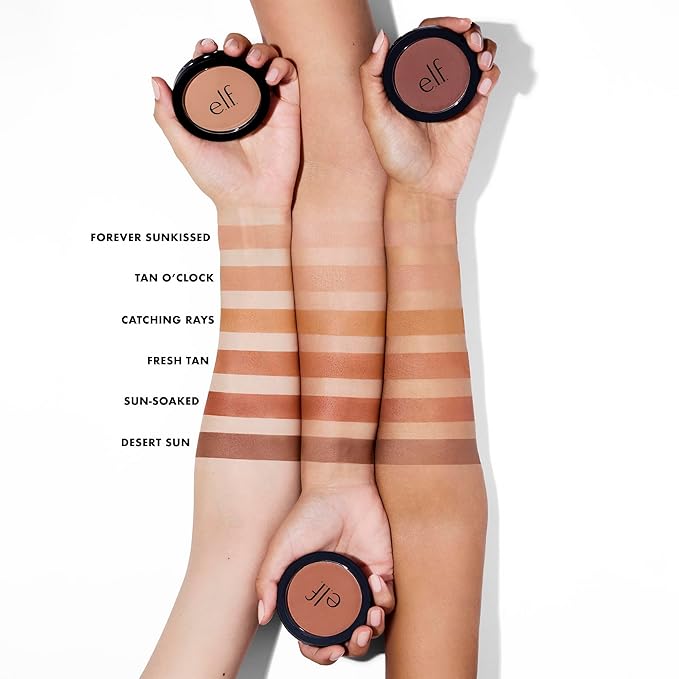 e.l.f. Primer-Infused Bronzer, Long-Lasting, Lightweight & Buildable Powder Bronzer, Delivers A Matte Finish, Vegan & Cruelty-Free, Desert Sun