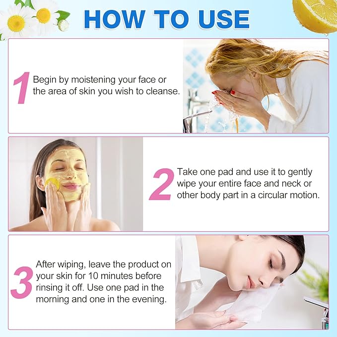 Turmeric Cleansing Pads Kojic Acid Turmeric Cleansing Pads, Face Turmeric & Kojic Acid Pads for Dark Spots, Glow Up Acne Scars, Unclog Pores, Enriched Vitamin C,Gentle & Non-Irritating