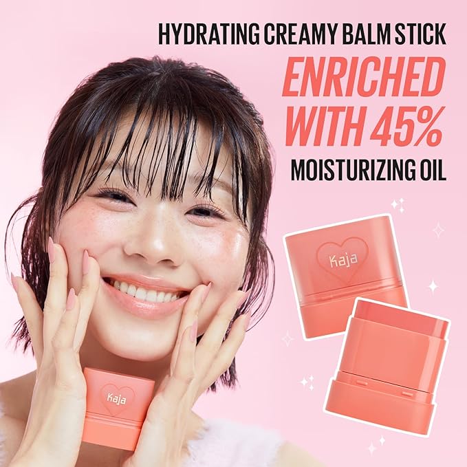 KAJA Cheek & Lip - Dewy Bar 05 Cranberry Cooler | Creamy Blusher and Balm Multi-Stick, 45% Moisturizing Oil, Apple Extract, Vitamin-Hyaluronic Acid Infused, High Shine, Non-Sticky, Easy Blending, 10g