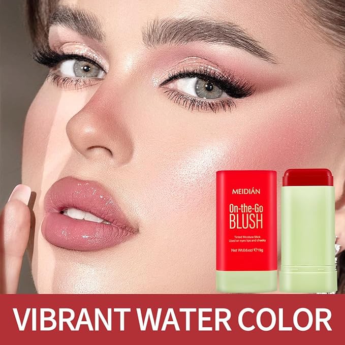 Multi-Use Blush Stick,Cream Contour Stick, for Sculpt the Cheeks, Waterproof Natural Nude Makeup,Tinted Solid Moisturizer Stick for Eyes Lips Cheek (Orange, 0.6.oz)