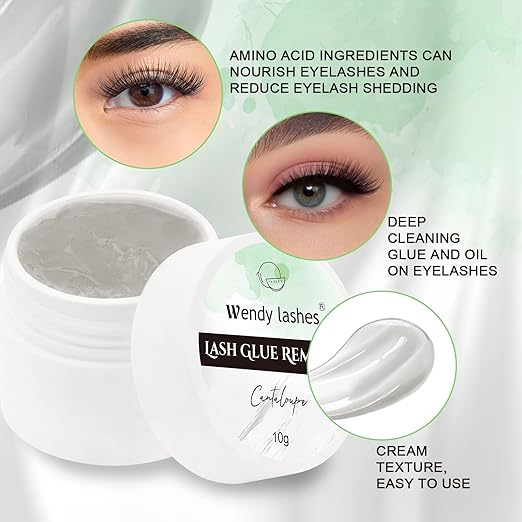 Eyelash Glue Remover for Lash Extensions: for DIY and Lash Artists, Wendy, 10ml Cream, Effectively, Low Irritation, Grey, Cantaloupe Flavored