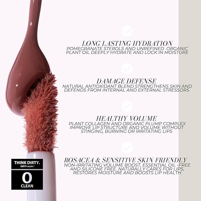 FITGLOW Beauty Lip Colour Serum | Hydrating Lip Gloss | Plumping Anti-Aging Lip Treatment | Natural Shine with Pomegranate Sterols & Collagen | Buildable Color for Dry Chapped Lips | Koi - 10g