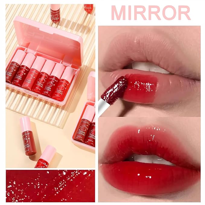 Korean Velvet Watery Moisturizing Lip Tint Set - 6 Colors, Multi-Use Lip & Cheek Tint, Long-Lasting, High Pigment, Vivid Color