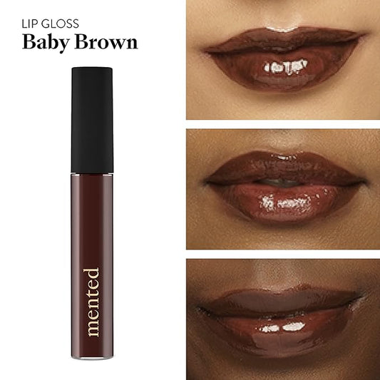 Mented Cosmetics Lip Gloss for Women Tinted Lip Balm Stain, Long Lasting Buildable Moisturizing Lipgloss Lipstick Topper, Made in USA, Cruelty Free Vegan Makeup, Baby Brown