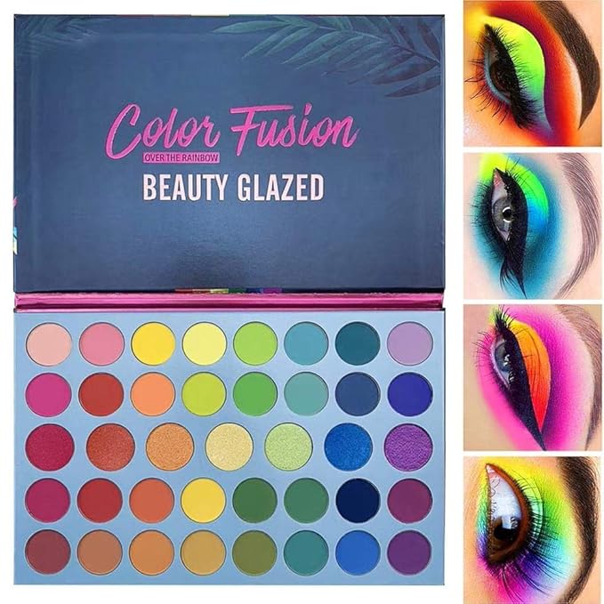 39 Pop Colors Eyeshadow Palette Matte Shimmer Eyeshadow Pigmented Colorful Long Lasting Waterproof Makeup Palette Blending Metallic Natural Makeup Eyeshadow Cosmetics