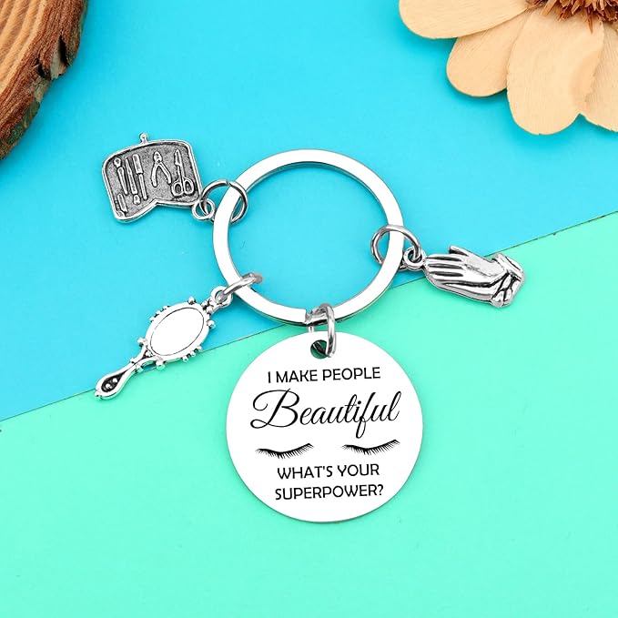 Makeup Artist Gifts for Women Men Estheticians Gift Keychain Makeup Lovers Gifts Lashes Girl Gift Eyelashes Artist Jewelry Cosmetology Gift Beautician Gift Lash Artist Graduation Gift Thank You Gifts