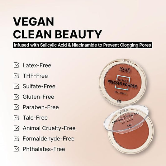 Soft Matte Pressed Powder, Blurring Poreless Face Powder Makeup, Medium Coverage Setting Powder Infused with Salicylic Acid & Niacinamide, Clean Beauty (Mocha, 0.28 Ounce)