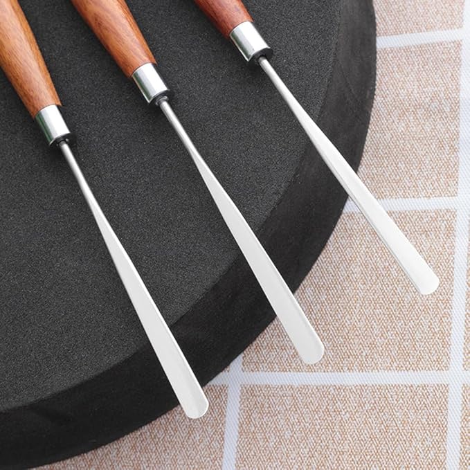 2 Pieces Makeup Spatula Stainless Steel Cosmetic Spatula Foundation Spatula Cosmetic Mixing Spatula Makeup Palette Spatula Eye Cream Spoon Nail Art Stirring Rod with Plastic Handle