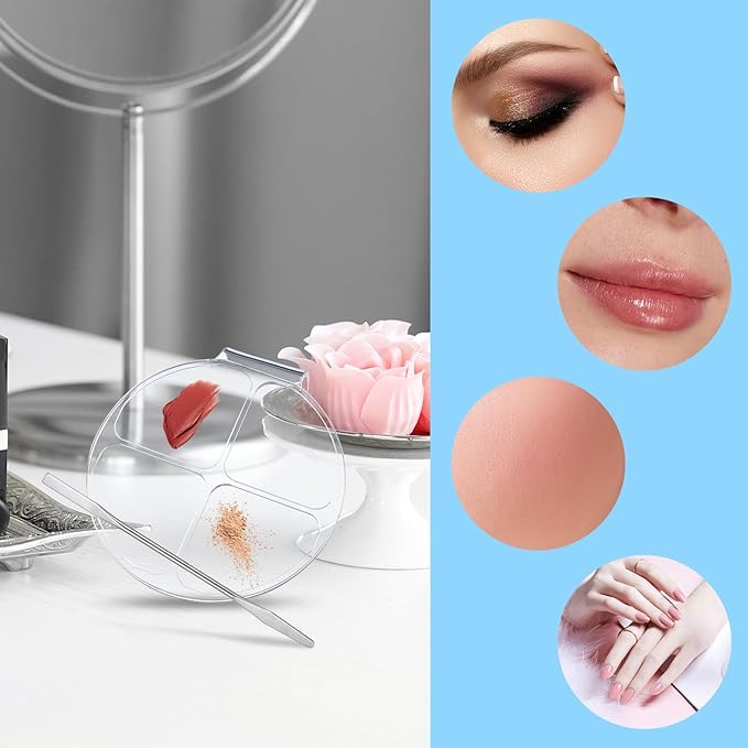 2 Pcs Makeup Mixing Palette with Stick Clear Foundation Palette & Nail Art Tray - Makeup Artist Essentials