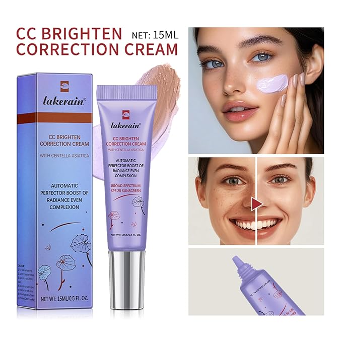 CC Brighten Correction Cream With Centella Asiatica - Improve Skin Dullness - Lightweight Hydration - Soothe & Moisturize - Adjust Skin Tone (Purple)