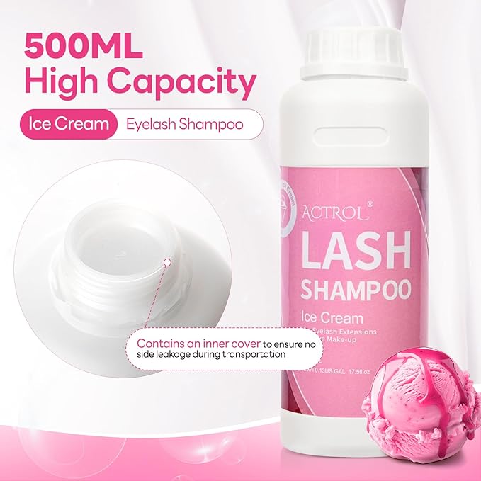 Lash Extension Cleanser Ice-cream 500ml Eyelash Shampoo Lash Wash Shampoo Lash Cleanser Foam with Salon and Home Care