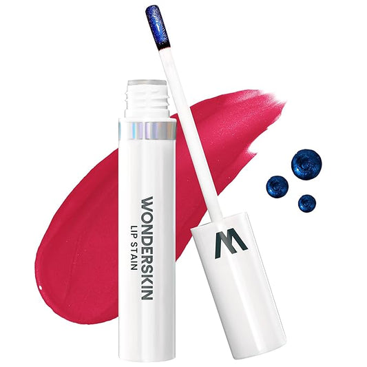 Wonderskin Wonder Blading Lip Stain Peel Off Masque - Long Lasting, Waterproof (First Kiss) with Top Gloss - Red Glitter Lip Gloss, Hydrating and High Shine Finish