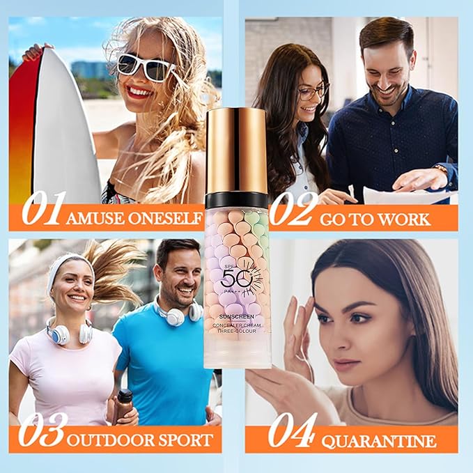 One Step Color Corrector Primer, SPF 50 Face Moisturizing Sunscreen Isolation Cream, 3 In 1 Primer for Face Before Makeup, Makeup Primer Oil Control & Skin Tone Correcting