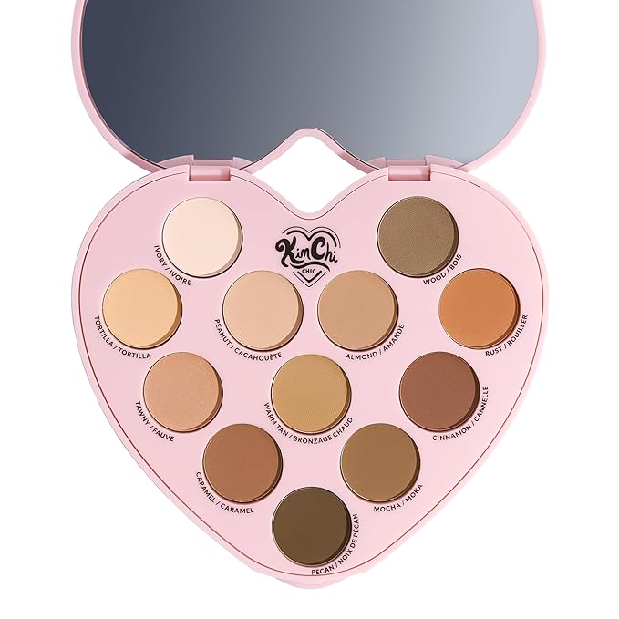 KimChi Chic Spinning Hearts Love Eyeshadow & Pigment Palette - 12 Shades for Soft Glam to Bold Looks, Long Lasting, Blendable, Cruelty Free, Lifetime Partner 0.3oz