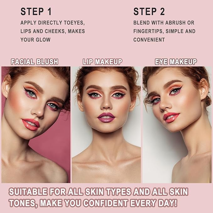 18 Colors Cream Blush Palette - Buildable Cheek, Lip & Eye Makeup, Waterproof & Long-Lasting, Blendable Natural Matte Finish, Vegan & Cruelty-Free, for Contouring, Everyday or Holiday Gift