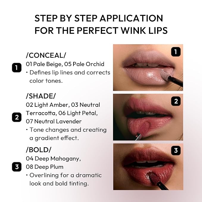 Wink Lip Shade Primer - All Day Top Coat, Smudge-Proof Base, Semi-Matte Long-Lasting Lip Primer (06 Light Petal)