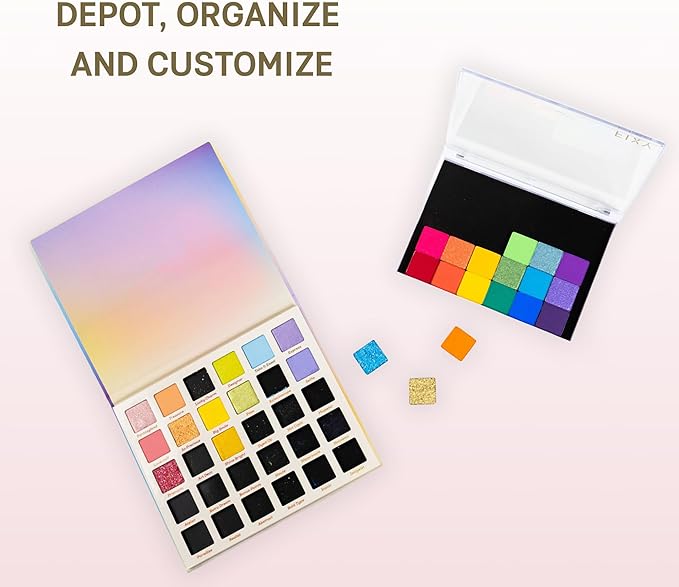 FIXY Small Magnetic Makeup Organizer with Clear Top – Depot, Organize & Declutter Your Makeup–Travel-Friendly Empty Palette for Eyeshadow, Blush & More, Customizable & Portable- 5.7"x4.3"