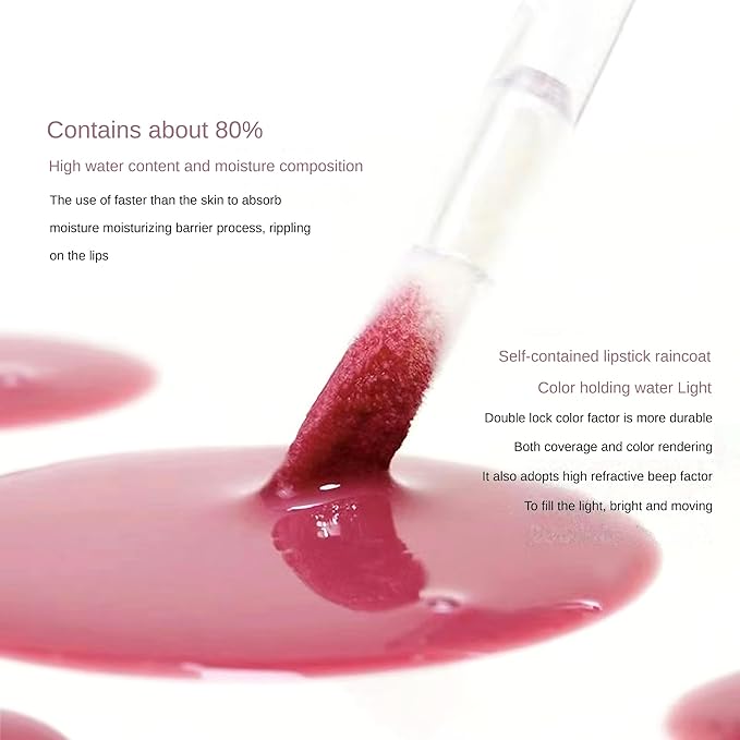 Novo Glassy Lip Stain - Hydrating Non-Sticky Shine, Long-Lasting, Moisturizing Formula for a Natural Look, Keeps Lips Vibrant & Soft All Day, Available in 02# Strawberry Iced Tea & 716# Apricot Orange