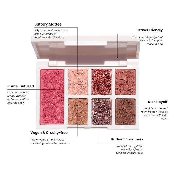 Half Caked Duality II Eye and Cheek Palette - 6 Berry and Neutral Matte an Shimmer Eyeshadows with 1 Primer-Infused Pressed Powder Blush in Watermelon Shade, 8.2g