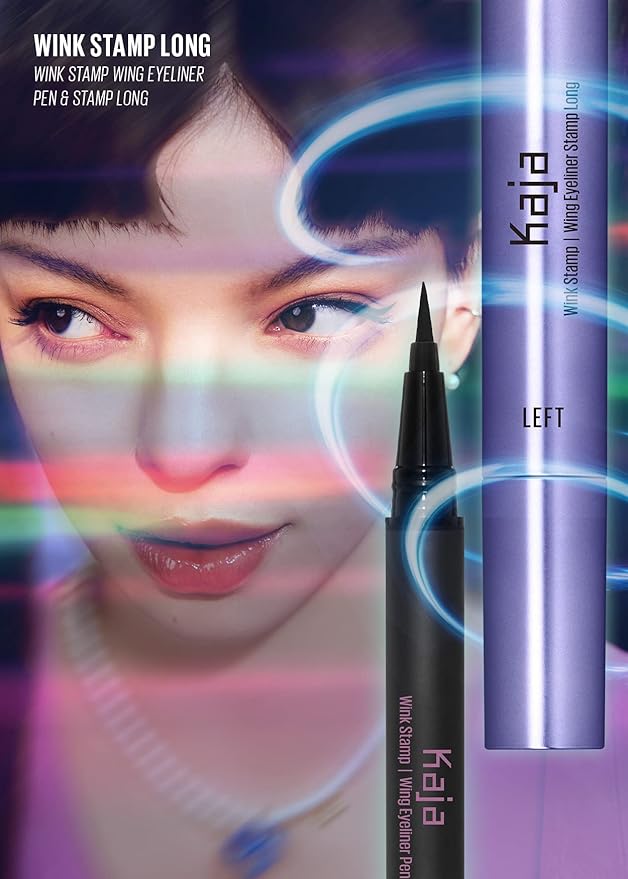 Kaja Lip & Blush Glazed Keychain Stain - Jelly Charm 01 Cherry Spritz + Wink Stamp Wing Eyeliner Pen & Stamp Long Bundle