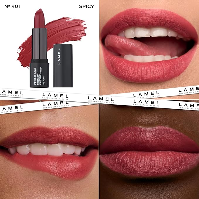 Red Matte Lip Essentials Bundle: Gel Lip Liner Pencil 412 and Powder Drop Lipstick 401 Set
