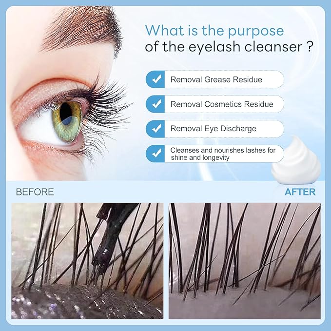 Lash Shampoo Concentrate 100ml Lash Extension Cleanser Oil-Free Eyelash Extension Shampoo with Salon Home Care -Makes 20 Bottles 60ml Lash Shampoo,Unscented